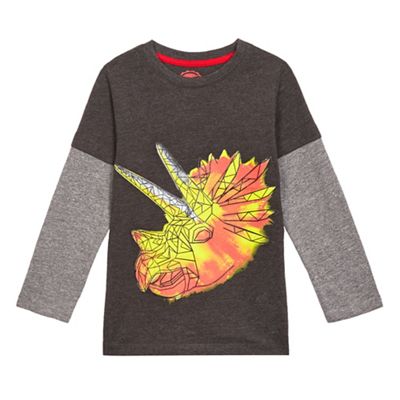 Boys' grey dinosaur print top